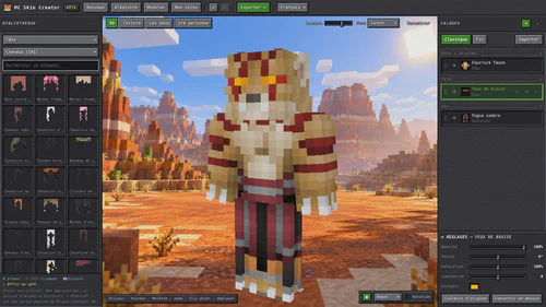 Un autre modèle, un autre fond (Canyon) : chaque élément reste recolorable au pixel près.