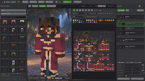 Aperçu 3D et texture côte à côte : ce qu'on peint apparaît immédiatement sur le personnage.